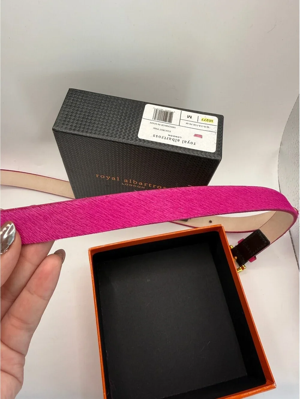 Royal Albartross London Foxtrot Pink Faux Fur Luxury Golf Belt, Medium,Brand New